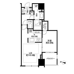 大崎ウエストシティタワーズEAST 15階1LDKの間取り