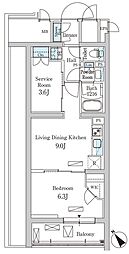 パークアクシス北千束MOCXION 4階1SLDKの間取り