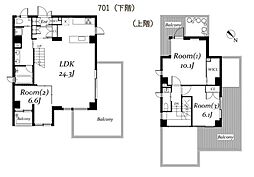 アーバンパーク代々木（旧アボーデ代々木パークサイド） 7階3LDKの間取り
