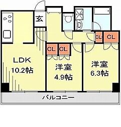 ラフィネ大崎 1階2LDKの間取り