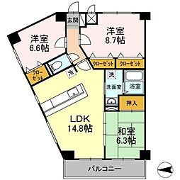 モニュメントスクウェア 参番館 3階3LDKの間取り