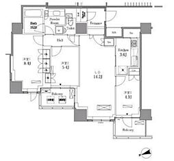 レジディアタワー目黒不動前 26階3LDKの間取り