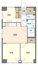 用賀マンション 4階3DKの間取り