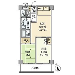第二サンライズ五反田 2階2LDKの間取り