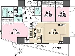 ウェリス高輪 9階3LDKの間取り