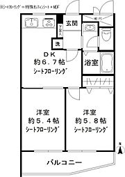 碑文谷メゾン 3階2DKの間取り