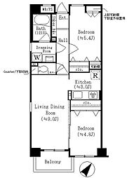 レジディア六本木檜町公園 2階2LDKの間取り