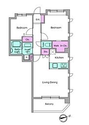 レジディア祐天寺 2LDKの間取図画像