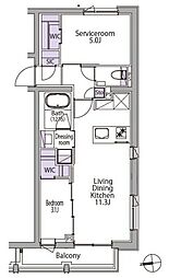 イプセ白金台 1SLDKの間取図画像