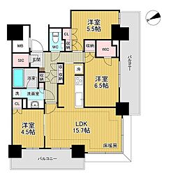 アトラスタワー五反田 3LDKの間取図画像