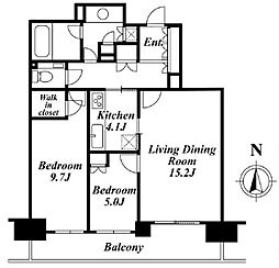 深沢ハウスI棟 2LDKの間取図画像