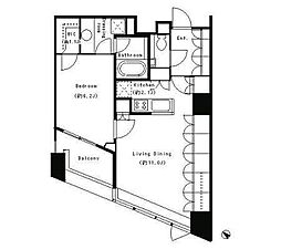 パークキューブ目黒タワー 1LDKの間取図画像