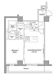 ザ・パークハビオ目黒フォート 1LDKの間取図画像