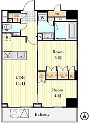 ボヌールコート芝浦 2LDKの間取図画像