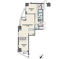 MFPR代々木タワー 2LDKの間取図画像