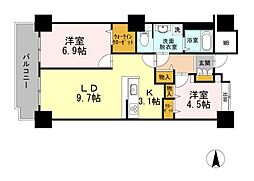 品川シーサイドビュータワー1 2LDKの間取図画像