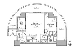 レジディア芝浦KAIGAN 1SLDKの間取図画像