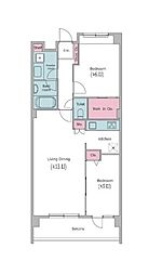レジディア祐天寺 2LDKの間取図画像