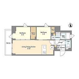 アイフラット品川戸越パークサイド 2LDKの間取図画像