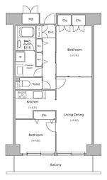 レジディア芝浦 2LDKの間取図画像