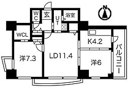 シティコート目黒4号棟 2LDKの間取図画像