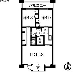 シティコート目黒4号棟 2LDKの間取図画像