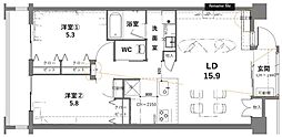 シティコート目黒4号棟 2LDKの間取図画像