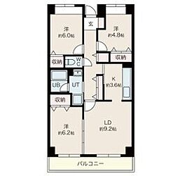 目黒本町マンション 3LDKの間取図画像