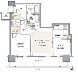 アトラスタワー五反田 2LDKの間取図画像