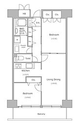 レジディア芝浦 2LDKの間取図画像
