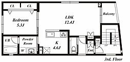 OKUSAWA GARDEN FLATS 1LDKの間取図画像