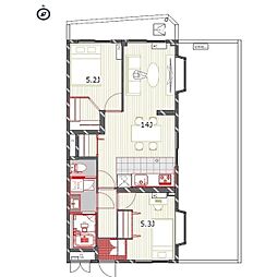 ウィステリア二子玉川 2LDKの間取図画像