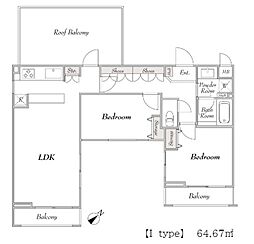 ミリアレジデンス桜新町 2LDKの間取図画像