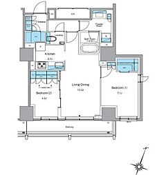 ルフォンプログレ渋谷ヒルトップ 2LDKの間取図画像