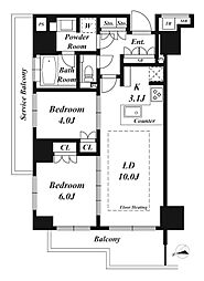 ザ・サンメゾン広尾エルド 2LDKの間取図画像