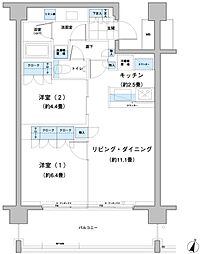 ガーデニエール砧レジデンス 2LDKの間取図画像