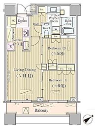 ブリリアタワーズ目黒ノースレジデンス 2LDKの間取図画像