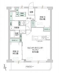 下北沢ハイタウンＡ棟 2LDKの間取図画像