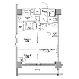 ザ・パークハビオ恵比寿プレイス 2LDKの間取図画像