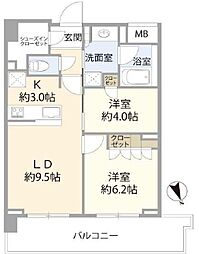 リビオ蒲田ザ・ゲート 2LDKの間取図画像