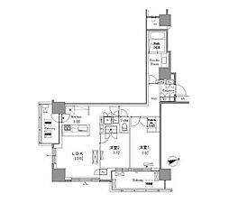 レジディアタワー目黒不動前 2LDKの間取図画像