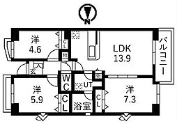 アクティ目黒駅前2号棟 3LDKの間取図画像