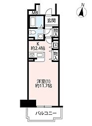 UR都市機構西国分寺ゆかり四番街 1Kの間取図画像