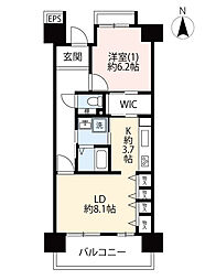 UR都市機構サンヴァリエ桜堤13号棟 1LDKの間取図画像