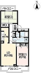 URエステート大南公園 3階2LDKの間取り