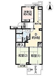 URエステート大南公園 1階3DKの間取り