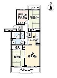 URエステート大南公園 2階3LDKの間取り