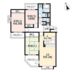 UR多摩ニュータウンリベレ向陽台 3階3LDKの間取り