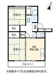 UR多摩ニュータウン松が谷 3階2DKの間取り