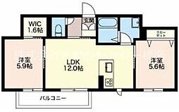 フローラ神戸 2LDKの間取図画像
